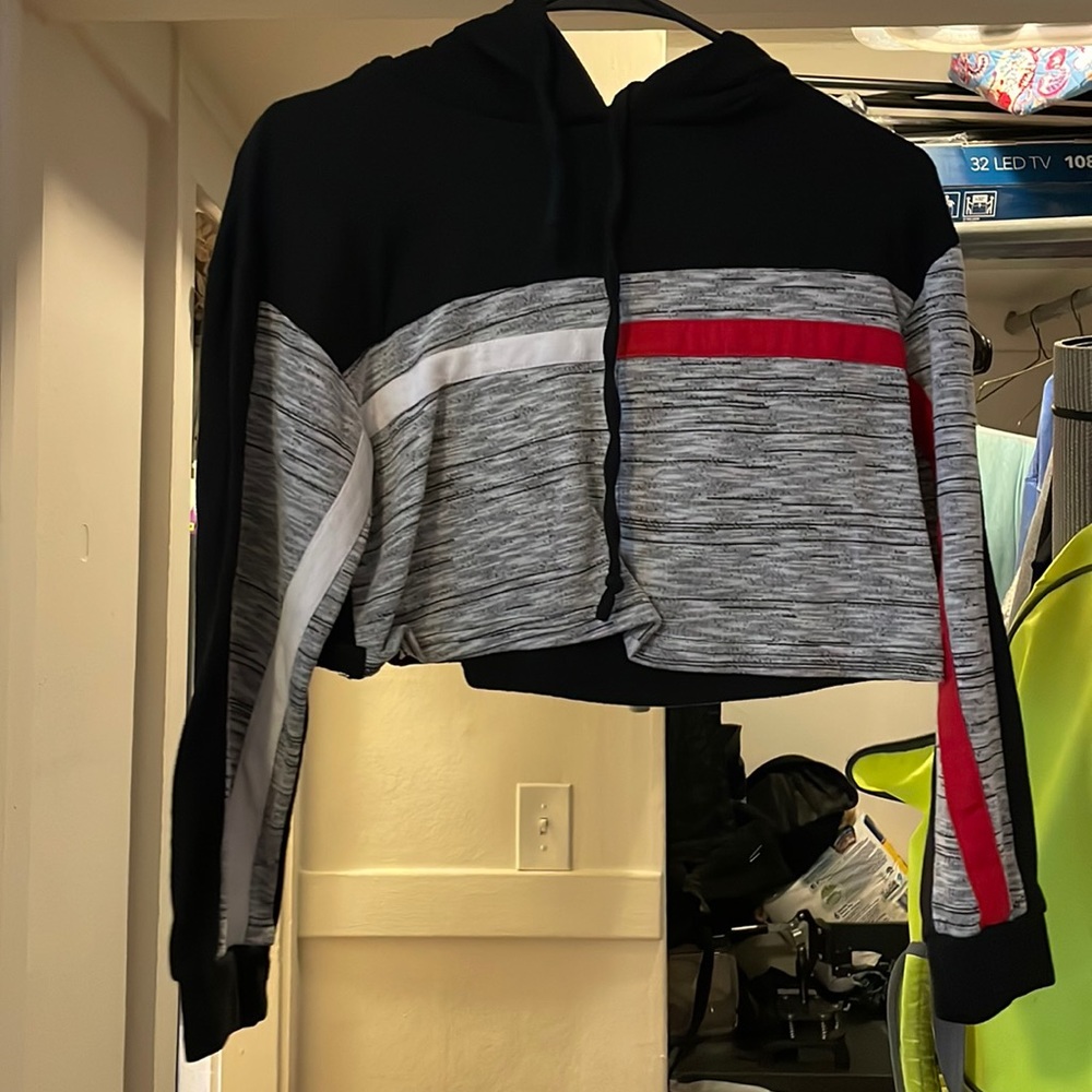 Multicolored crop hoodie